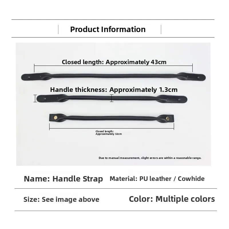 Women's Handbag Strap Replacement Leather Bag Handle Accessories High Quality Synthetic PU Leather Frosted Litchi Pattern