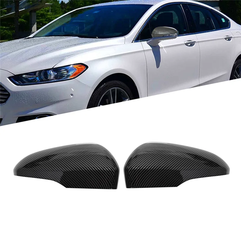 1Pair Car Rearview Mirror Cover Trim for Ford Mondeo Fusion 2013-2021 US Version Side Wing Mirror Caps ABS Carbon Fiber