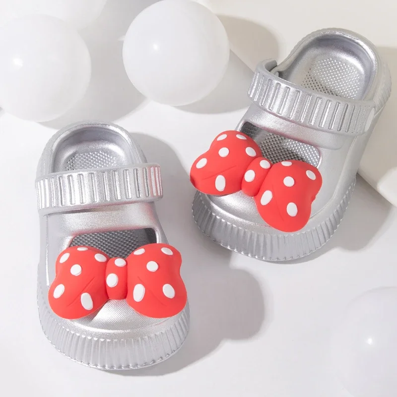 

Summer Children's Slipper for Girls Cute Polka Dot Bowtie Princess Outdoor Mules Slippers Fashion EVA Causal Kid Mary Jane Shoes