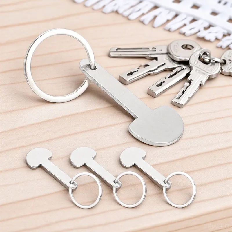4Pcs Exquisite Craftsmanship Shopping Trolley Tokens Keychain Smooth Metal Token Keyring for Front Load Carts Portable Trolley
