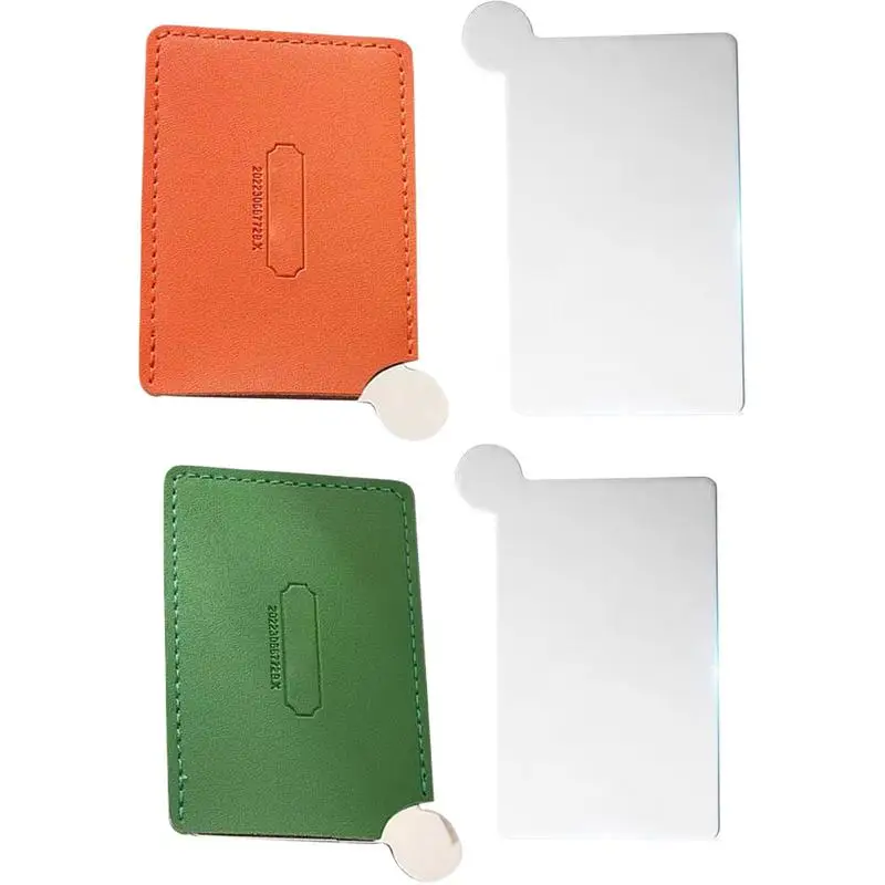 

Pocket Mirrors Hand Held Small Pocket Travel Makeup Mirror Portable Leather Makeup Mirror Practical Stainless Steel Mirrors