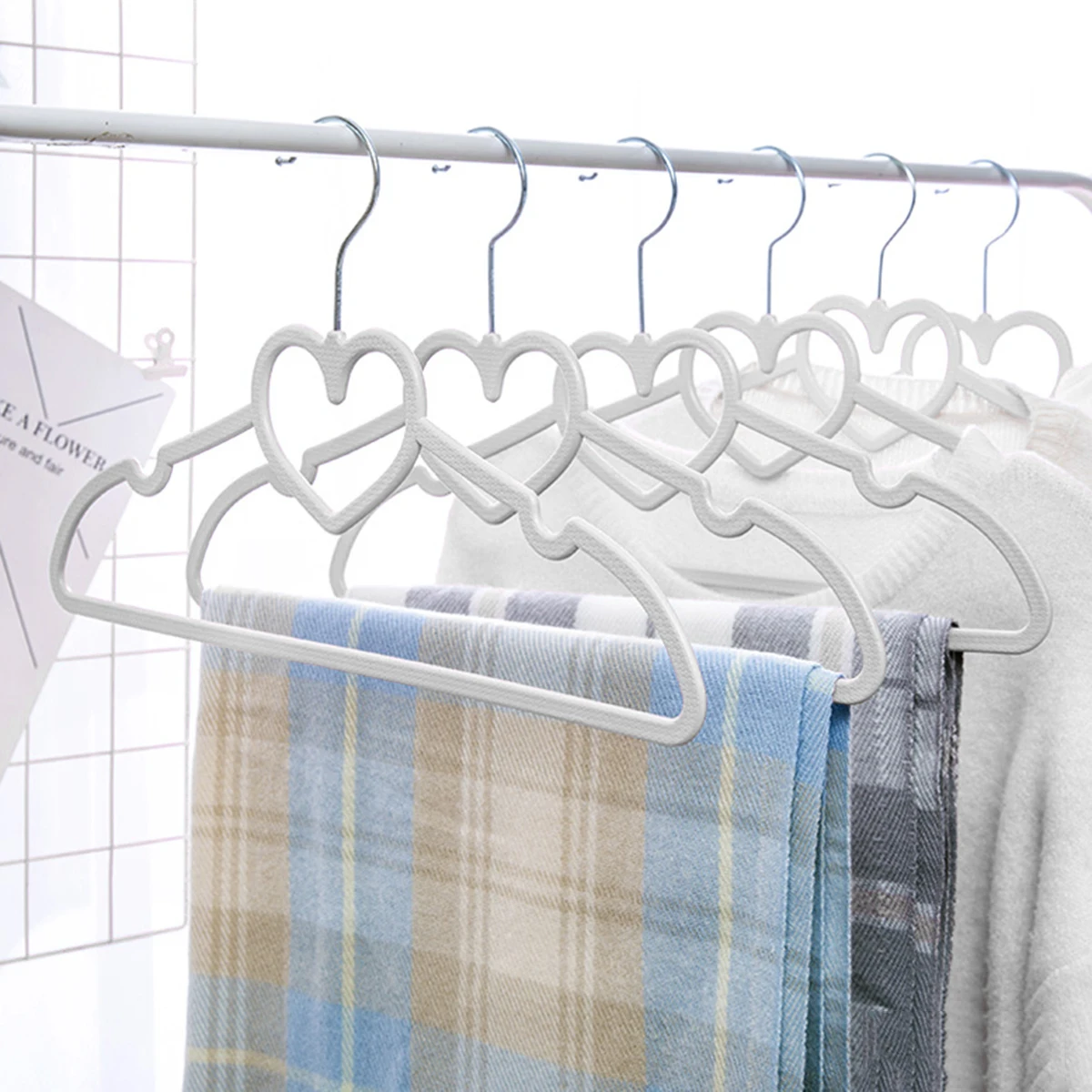 

10 Pcs Heart Shape Hangers Clothes Racks Hanging Coat Clothing White Anti Rust Strong Material Garments