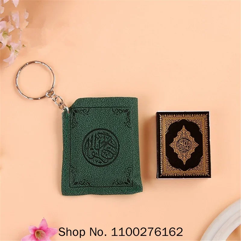 4Colors Mini Arabic Quran Islamic Keychain Women Men Allah Real Paper Can Read Pendant Keyring Fashion Gift for Guests