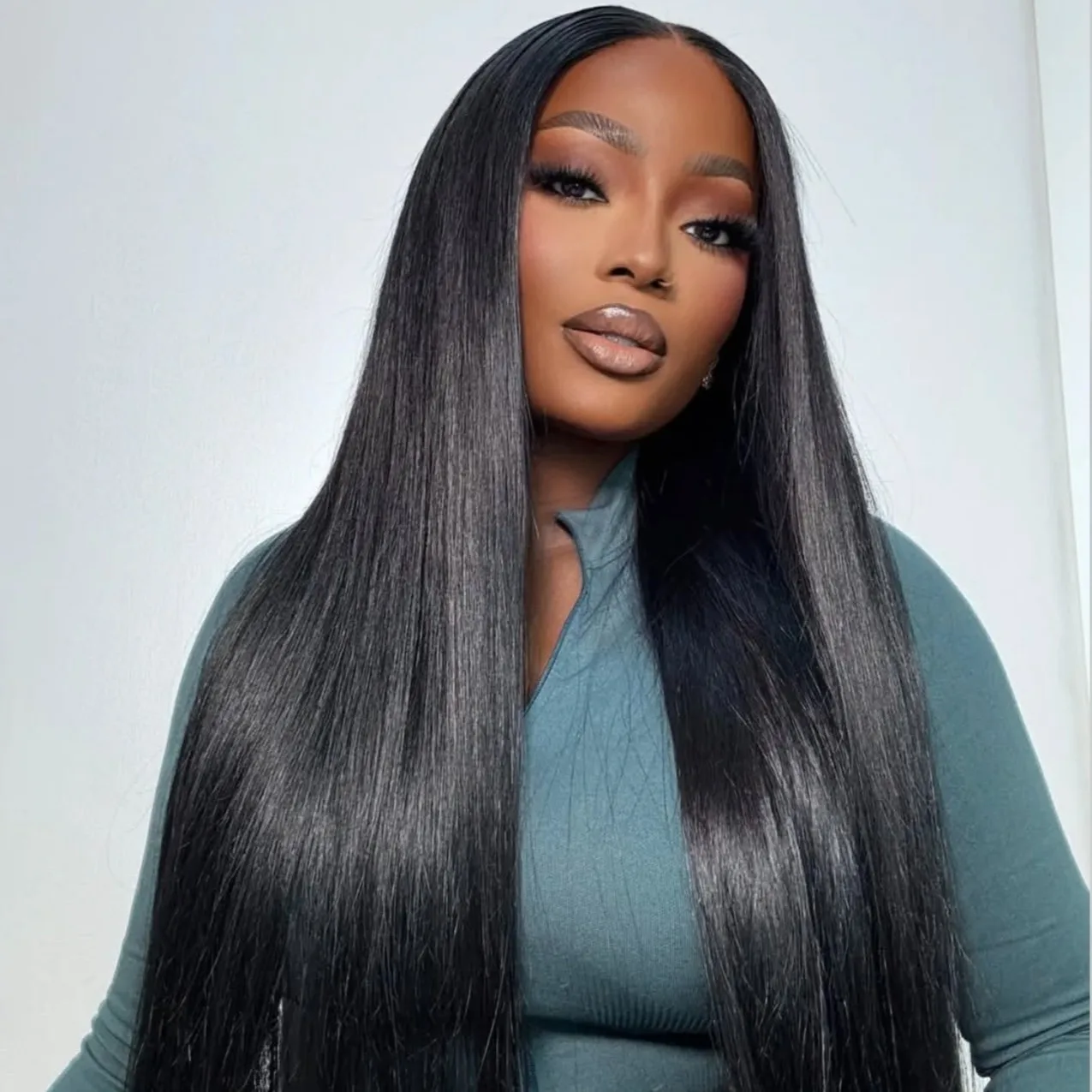 

100% remy human hair wig straight 4x4 brown lace closure wig cheap price