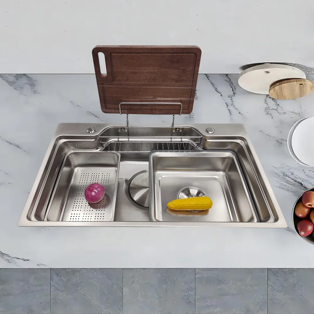 

*/For Hot Sale Classic Rectangular Stainless Steel Single Bowl Kitchen Sink New Design Above Counter Installation Without Faucet