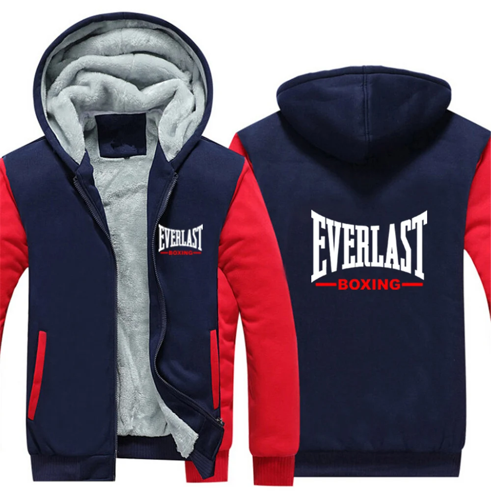 Everlast طباعة 2025 جديد الرجال الخريف والشتاء رشاقته الدافئة الصوف سستة هوديس معطف بلوزات مريحة غير رسمية #1