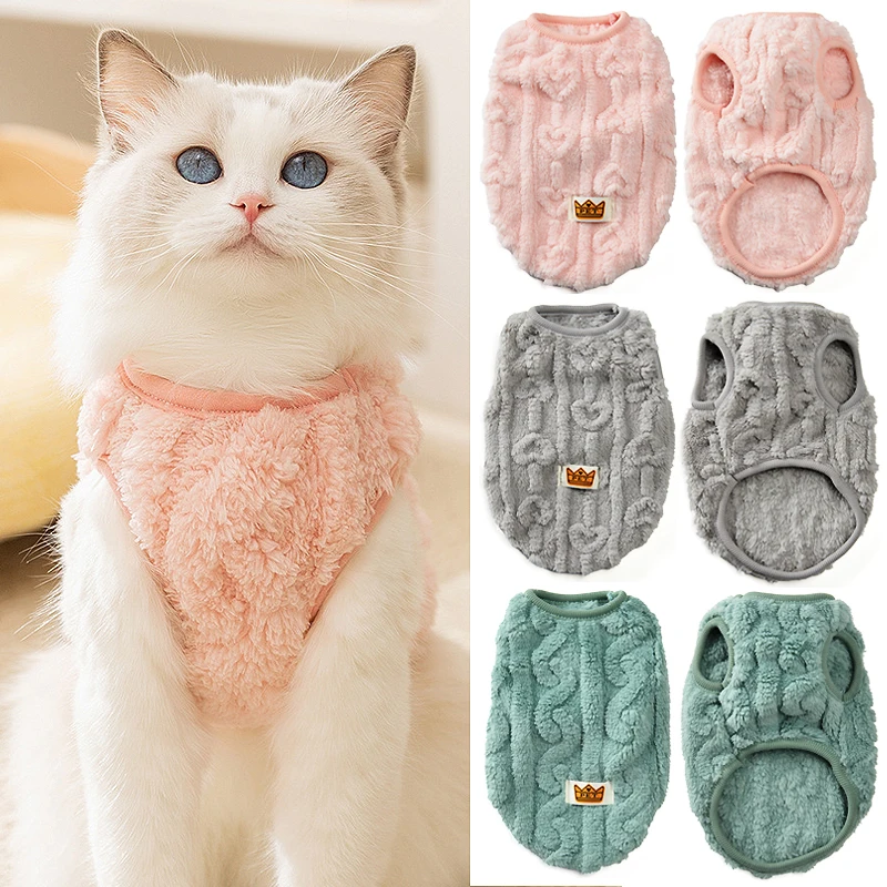 Soft Cozy Cat Clothes Autumn Winter Warm Fleece Sweatshirt for Small Medium Dogs Puppy Kitten Jacket Coat Pet Chihuahua Sweater