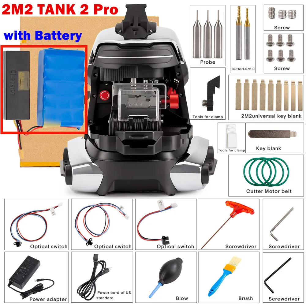 2M2 TANK 2 Pro TANK II Pro with Battery CNC Key Cutting Machine Add House Keys Mul-T-lock, Multi-point Keys