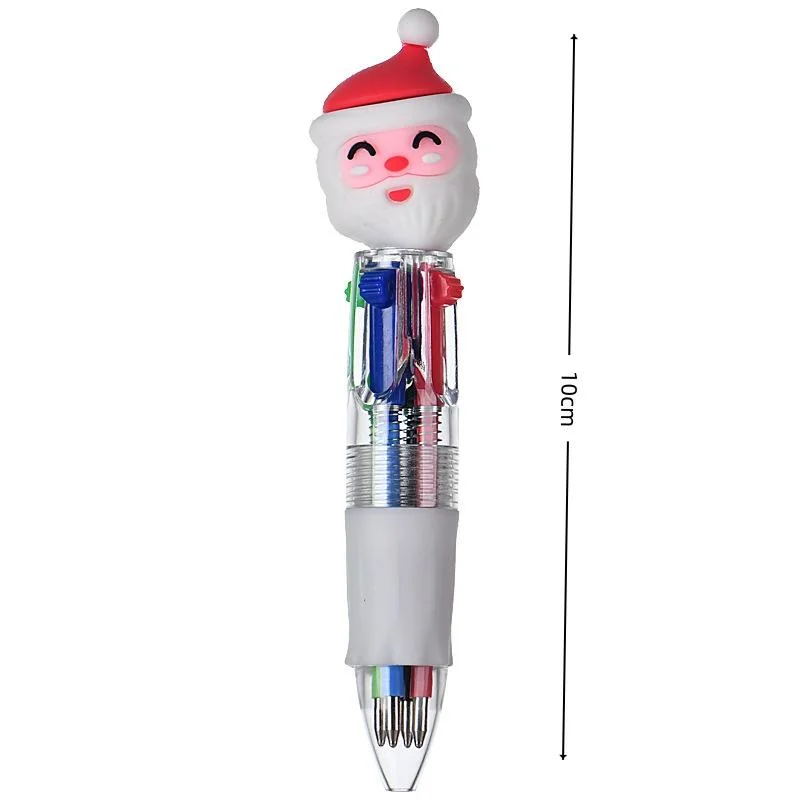 5-30 шт. смешанная рождественская шариковая ручка 4-в-1, мультяшная ручка Санта-Клауса, снеговика, ручка для письма, студенческие канцелярские принадлежности, детский подарок на Новый год