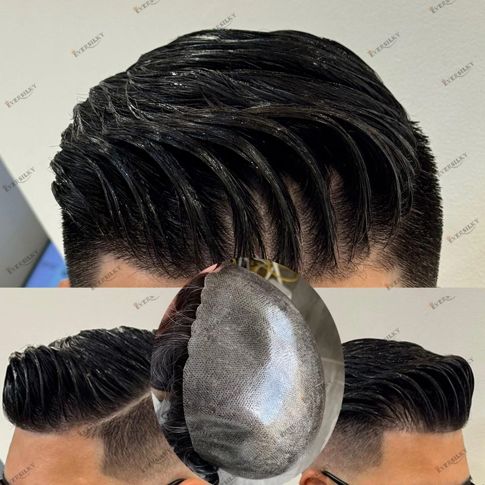 واقعية Skinlike رخيصة الجلد قاعدة 100% الشعر البشري الشعرية الاصطناعية قطع الشعر غير قابلة للاكتشاف الإسكالوب الجبهة رخيصة شعر مستعار