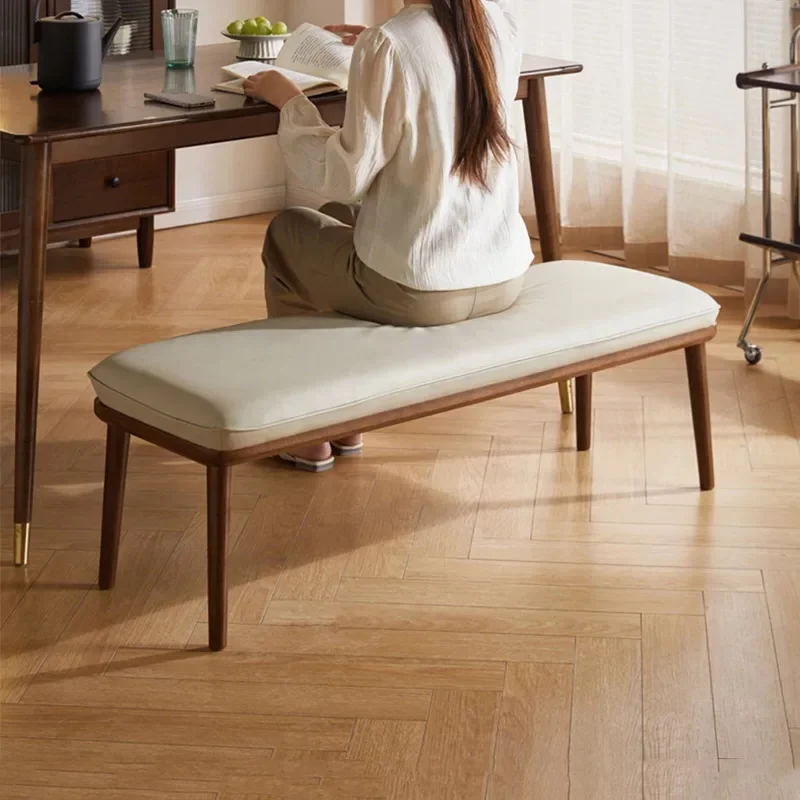 HYS all solid wood soft bag home dining room dining table stool bedroom bedside stool multi-functional long strip shoe changing