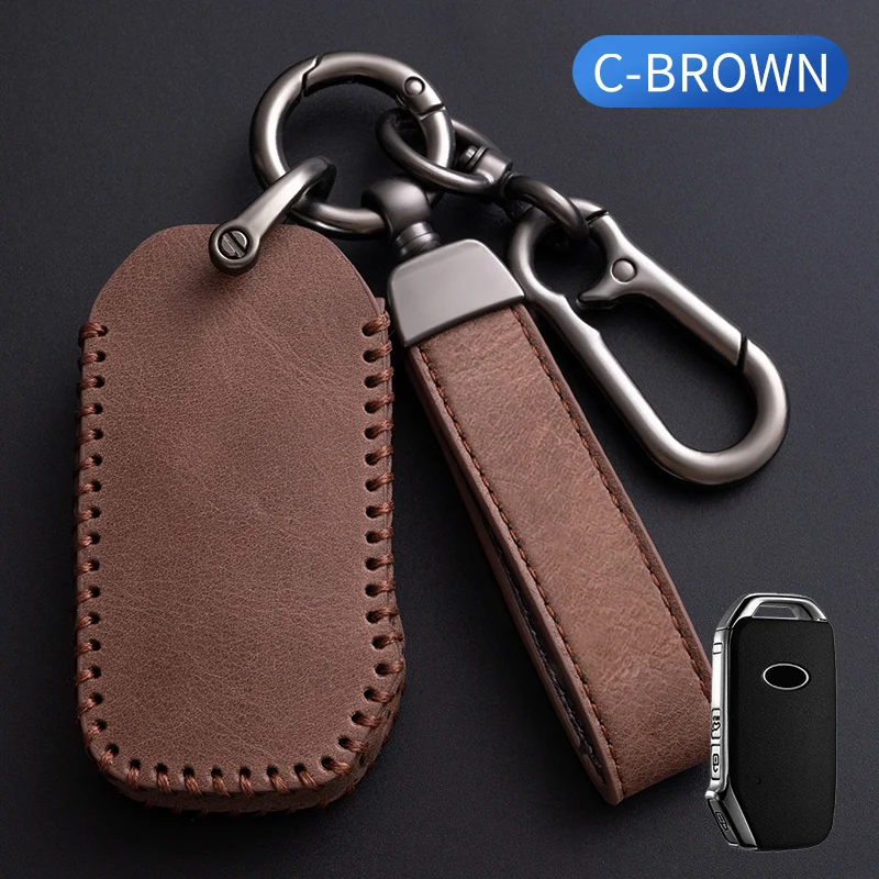 Leather Car Key Case Cover Shell Fob For KIA Sportage R GT Stinger Sorento Ceed Cerato Forte Niro Soul Telluride Protector