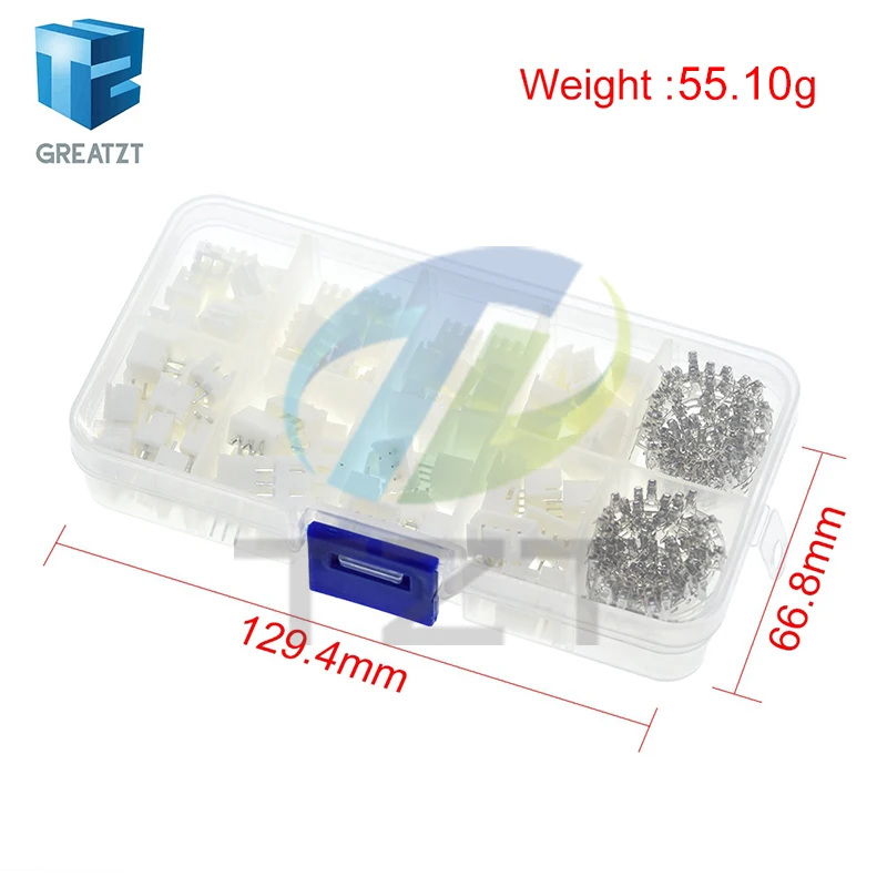 250pcs/lot 50Sets/box kit 2.54mm XH2.54 2p 3p 4 pin Connector plug + straight needle + terminal socket Header wire Adaptor Y A S