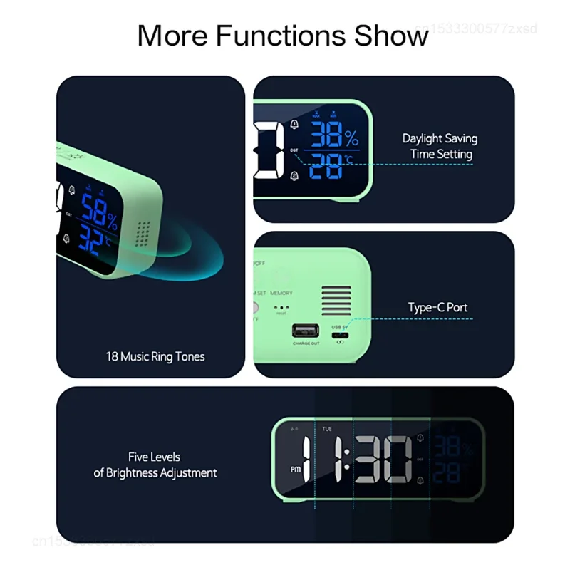 Xiaomi Music LED Digital Alarm Clock Voice Control Temperature Humidity Display Desktop Clocks Home Table Decoration Table Clock