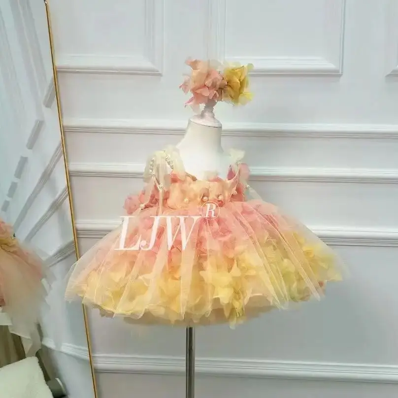 

2025Green Floral Princess Dress costumes for girls elegant girl party dress Girls Flower Childrens Formal Gown Vestidos Costumes