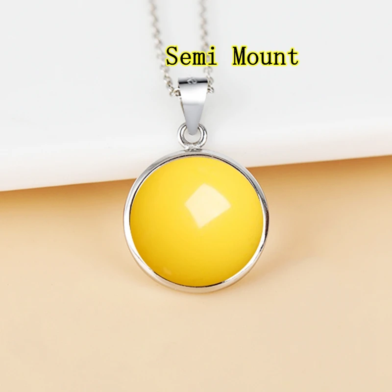 

925 Sterling Silver Semi Mount Pendant 14xX14 15x15 19x19mm Amber Turquoise Quartz Gemstone Setting