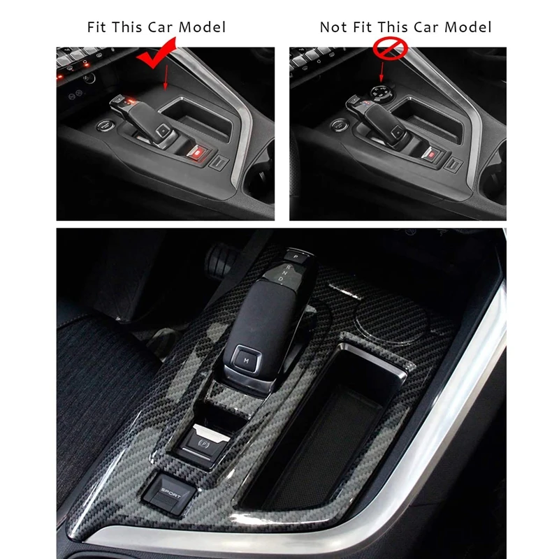 For Peugeot 3008 GT 5008 2016-2018 Carbon Fiber Gear Shift Panel Cover Car Decoration Trim Interior Accessories