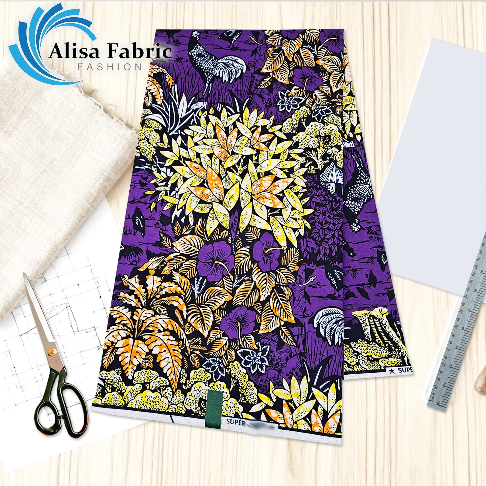 

New arrived super fabric Ankara fabric wax 100% cotton African 6 yards 2025 Nigerian couture for Nigerian bridal, Purple
