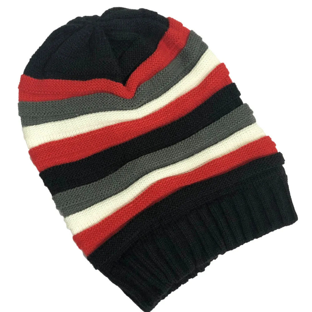 Men Women Winter Hats Rasta Knitted Beanies for Ladies New Hip Hop Cap Patchwork Striped Ski Bonnet Homme Hiver