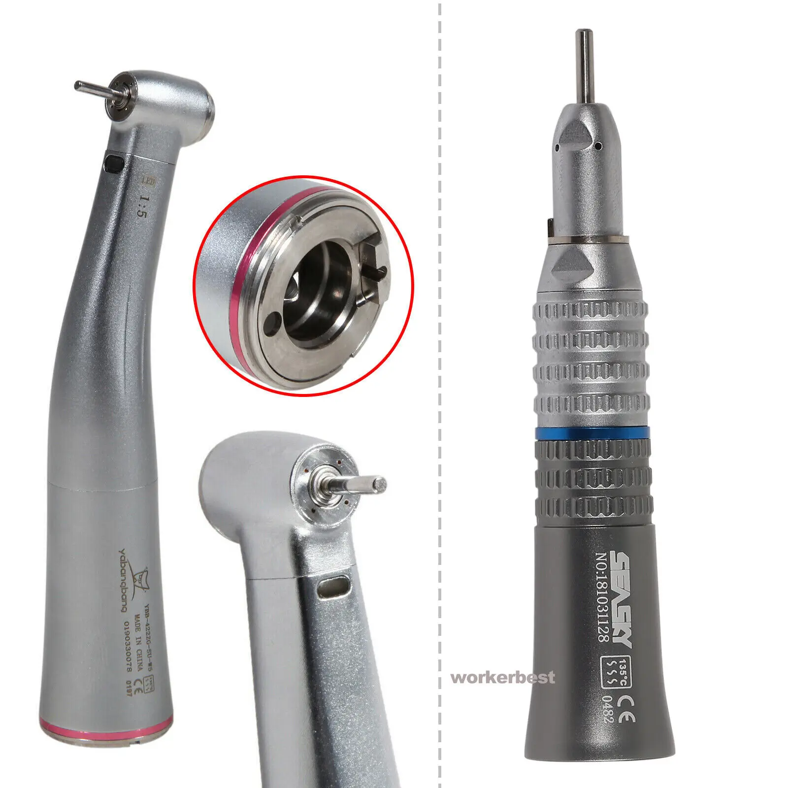 

Dental Straight Handpiece Nose Cone /1:5 Fiber Optic Electric Increasing Contra Angle Handpiece For NSK Motor