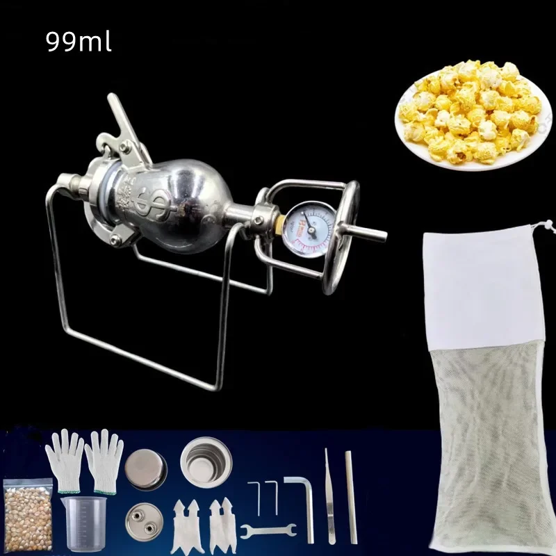 304 Stainless Steel Household Mini Popcorn Machine Explosion Cereal Amplifier Small Household Hand Crank Popcorn Machine