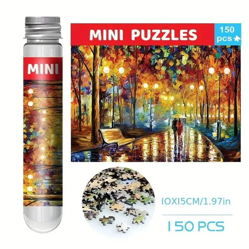 Puzzle della provetta da 150 pezzi che cammina sotto la pioggia Mini Puzzle da viaggio regalo casa di natale torre di parigi capodanno