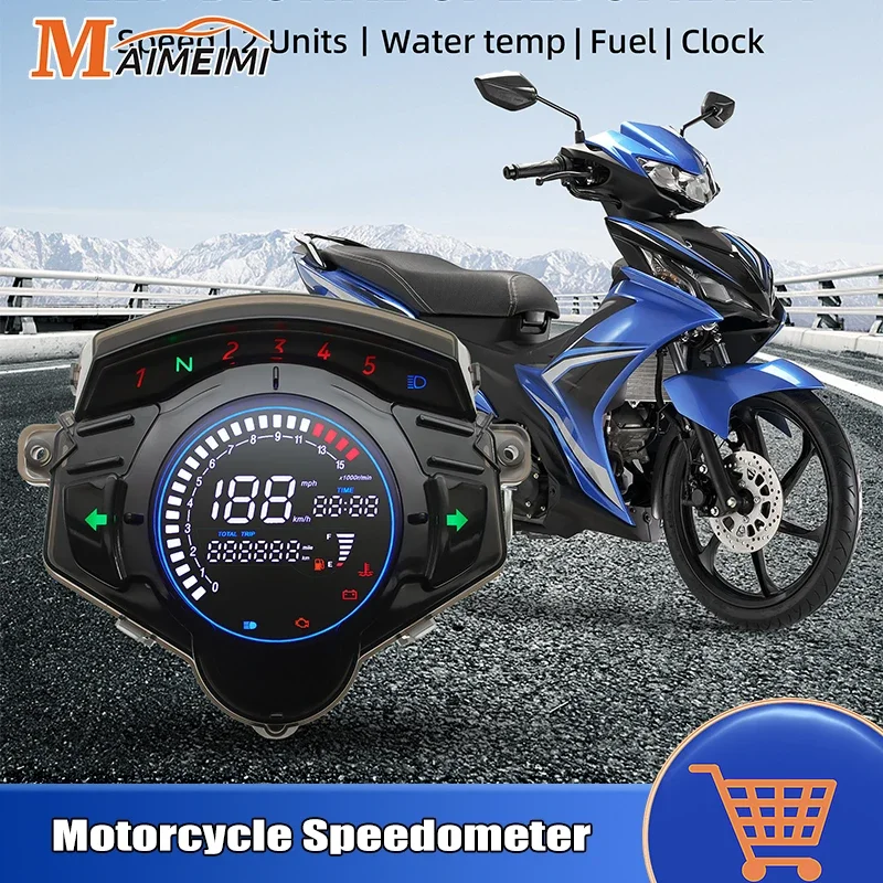 Universal Motorcycle Speedometer For Yamaha LC135 V2 V3 V4 V5 V6 V7 Dashboard Digital LED RPM Speed Oil Level Meter Turn Signals