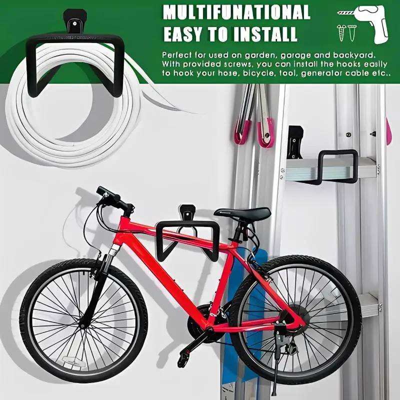Garden Hose Rack Garage Hooks With Anti-Slip Coating: Wall Mount Storage Organizer Hanger