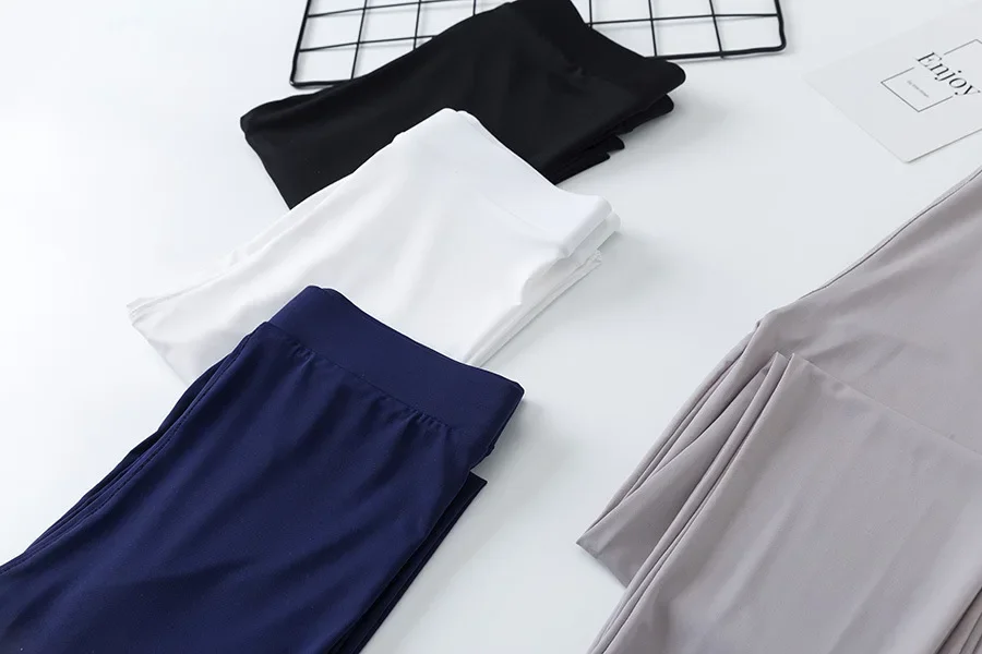 Summer Ice Silk Leggings Women Nylon Thin Style Leggings High Waist Stretchy Pencil Pants Sports Casul Big Size Leggings