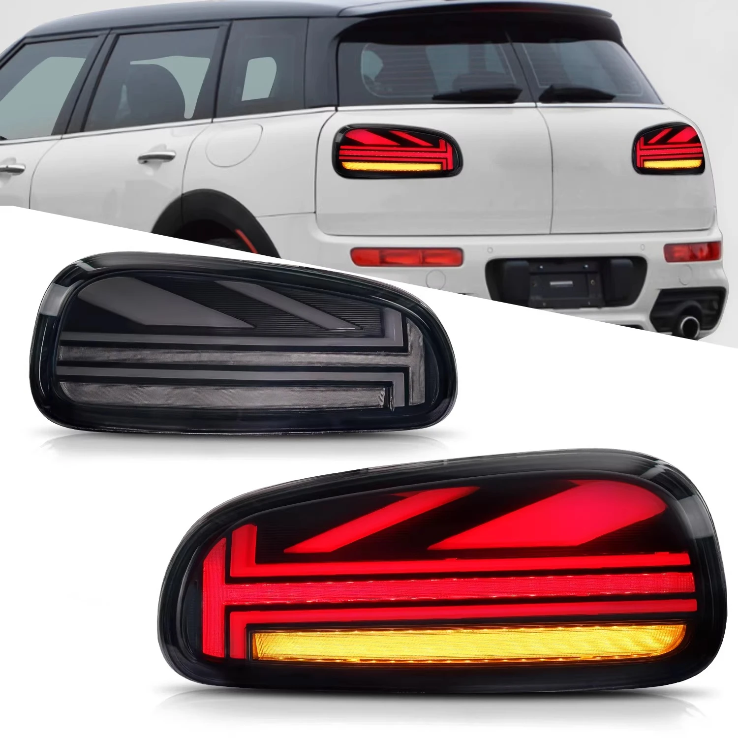 2PCS For MINI F54 2015-2020 Tail Light Upgrade Assembly Full LED Classic Union Jack Rear Tail Light Turn Signal Car Accessories
