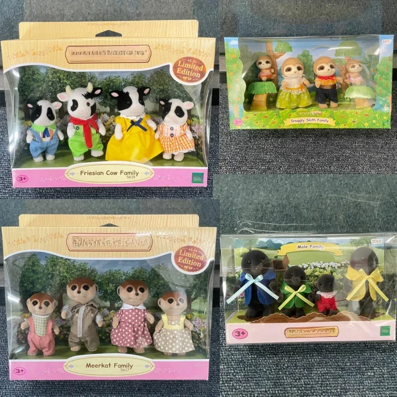 Hot Forest Baby Family Anime Reindeer Walnuts Squirrels Sloths Moles Cows Fox Meerkats Four Doll Toys Collection Girl Gifts