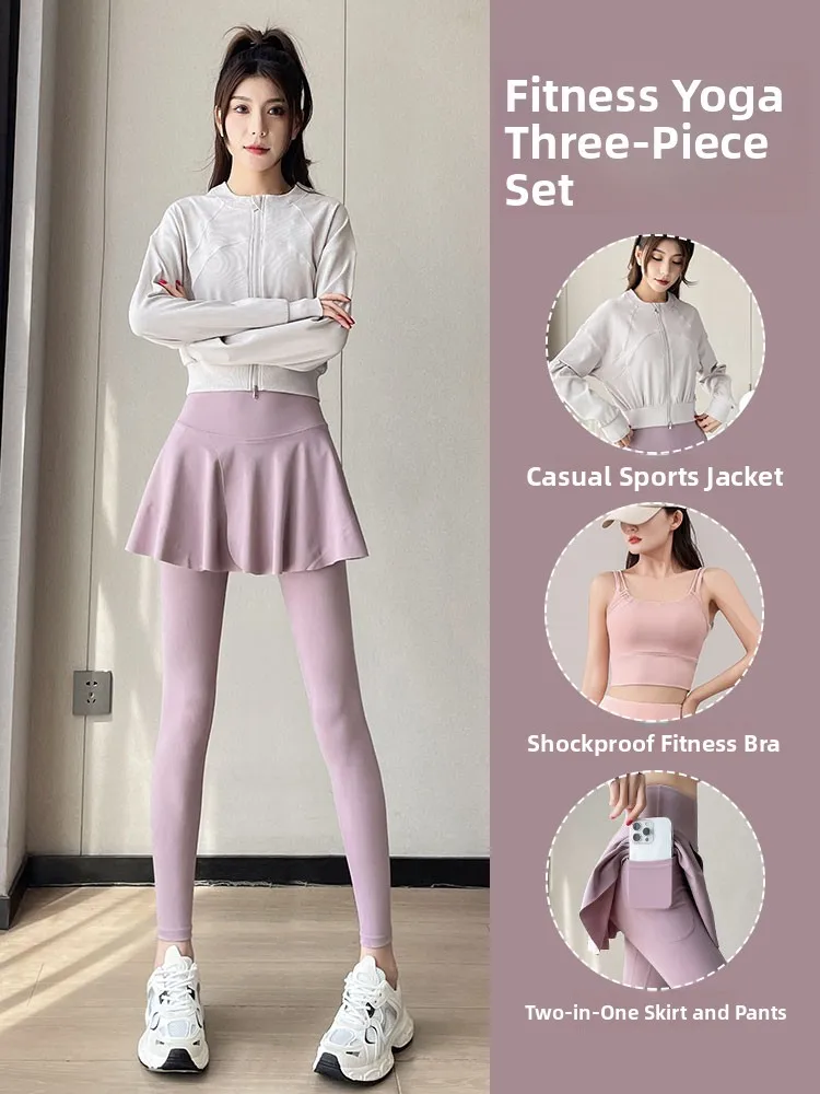 

Женский спортивный комплект для бега и фитнеса: куртка, одежда для йоги, элитные юбки-шорты для бега, весна-лето, новинка...