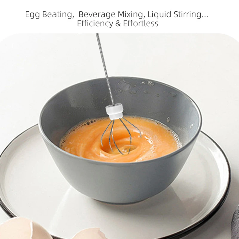 2 In 1 Electric Coffee Frother + Egg Beater Wireless Type-C Charging 3 Speeds Small Handheld Foam Maker Milk Whisk Cooking Tools - view 4