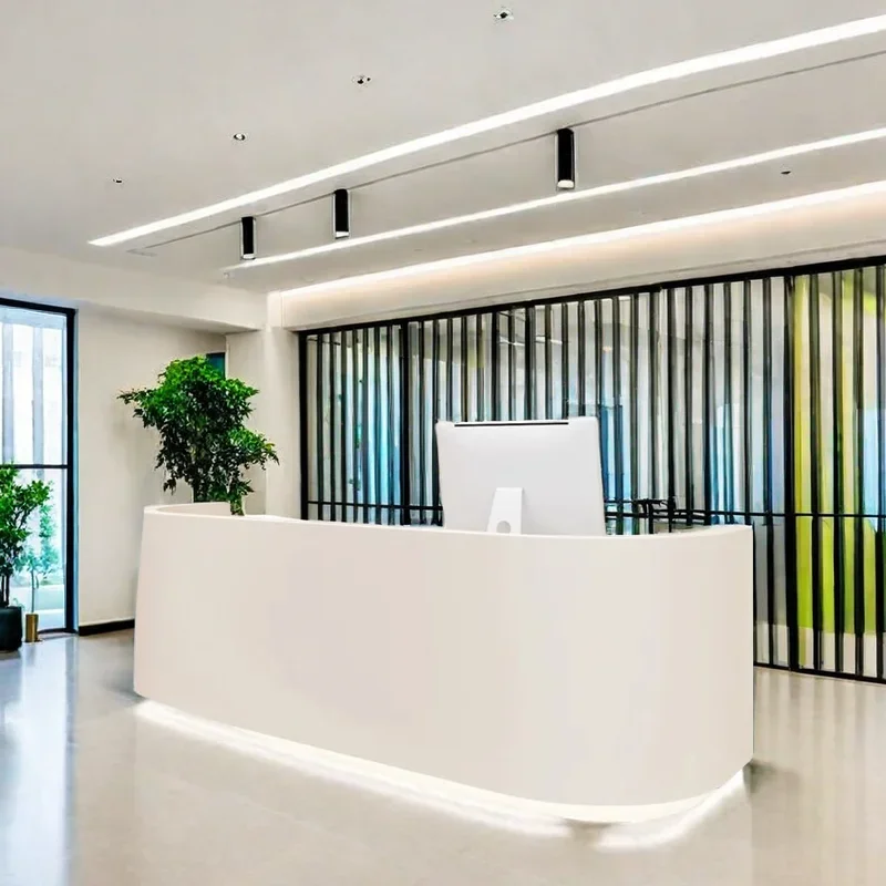 

Salon Reception Desk Furniture Luxury Administrator Stand Beauty Center Elegant Office Storage Empfangstheke Receiption Modern