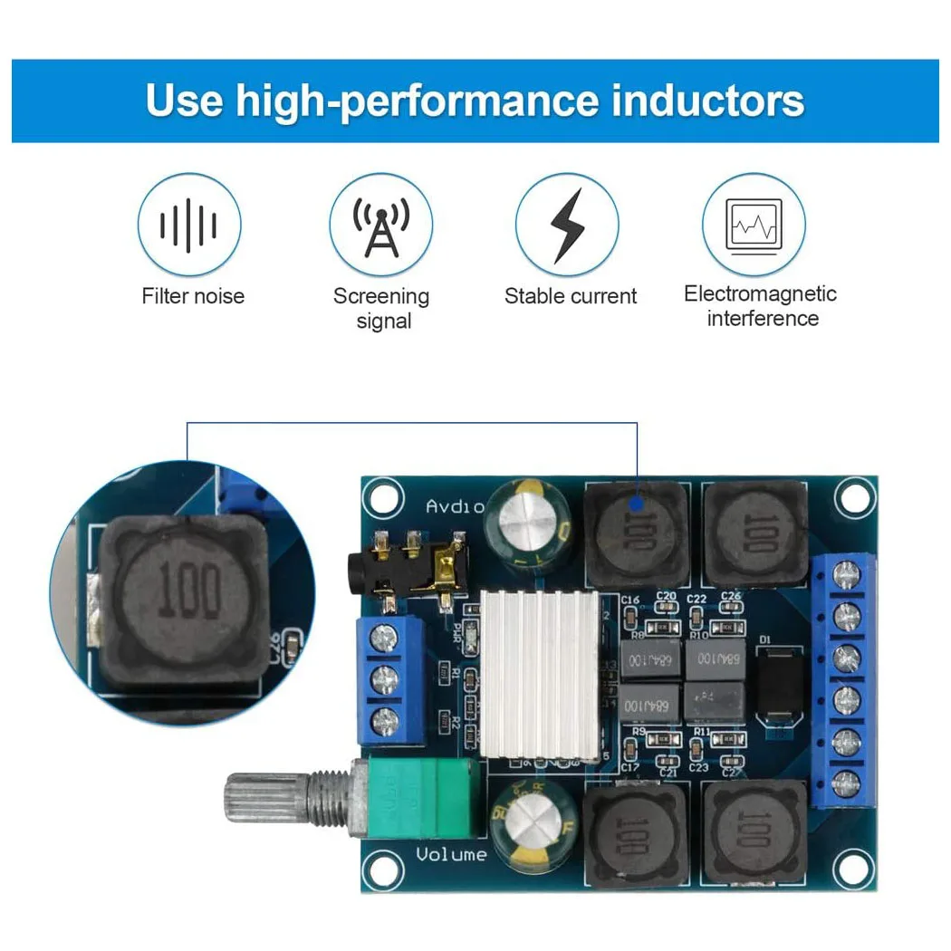 บอร์ดเครื่องขยายเสียงดิจิตอล, TPA3116D2 แอมป์สเตอริโอแบบสองช่องสัญญาณ กำลังขับสูง บอร์ดเครื่องขยายเสียงซับวูฟเฟอร์ดิจิตอล 2x50W