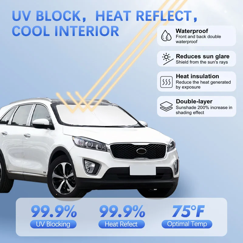 Pára-brisa do carro sombra de sol para kia sorento suv niro optima pára-sol protetor blocos raios uv verão acessórios do carro