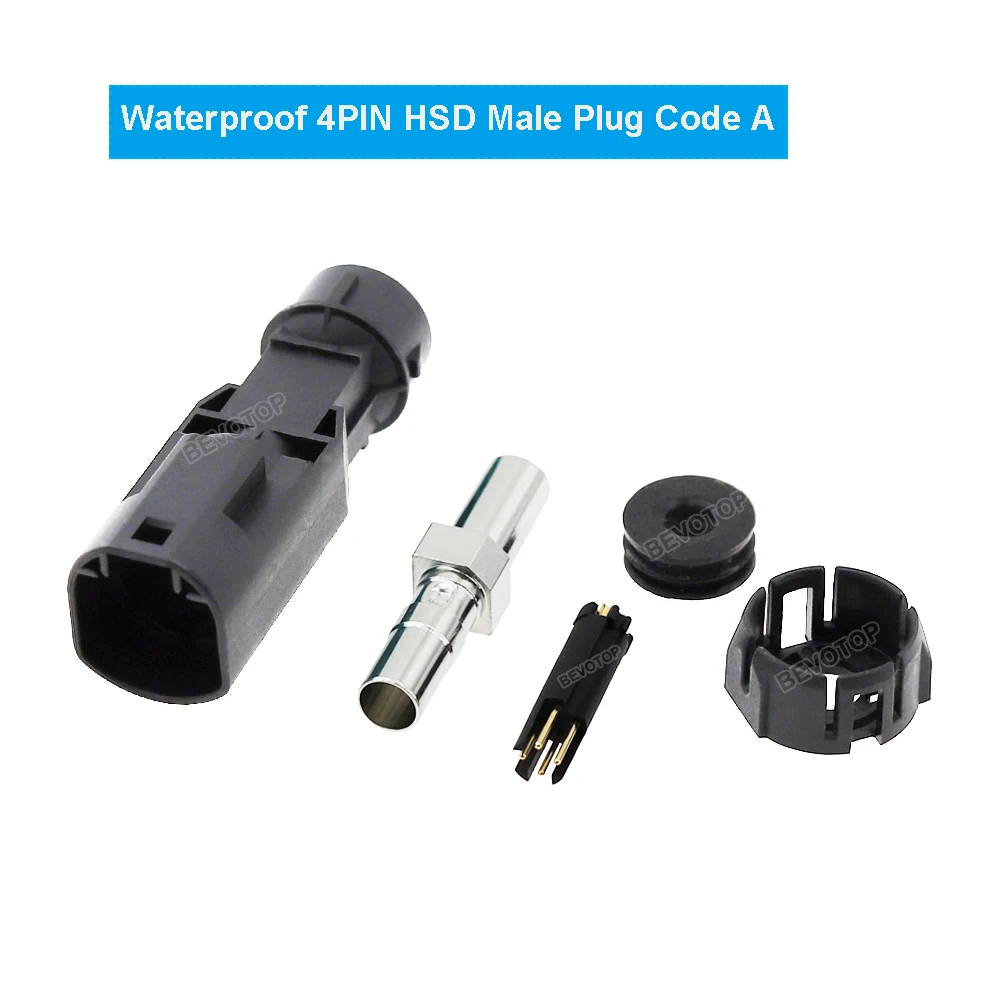 1Pcs Waterproof HSD LVDS 4 Pin Connector 100 Ohm Black Code A Male Plug for 4-Core 535 Cable HSD LVDS Wire Harness