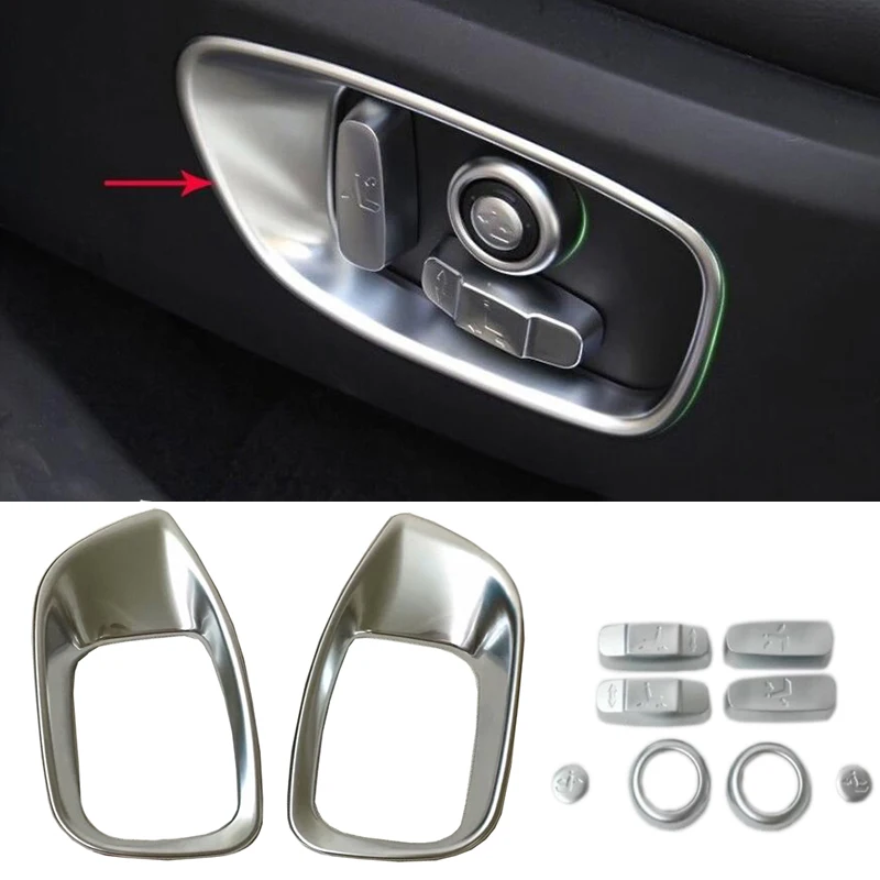 Car styling For Jaguar F-PACE F PACE 2016 2017 Chrome Seat Adjust Switch Button Cover Panel Trim  Accessories automobiles 10PCS