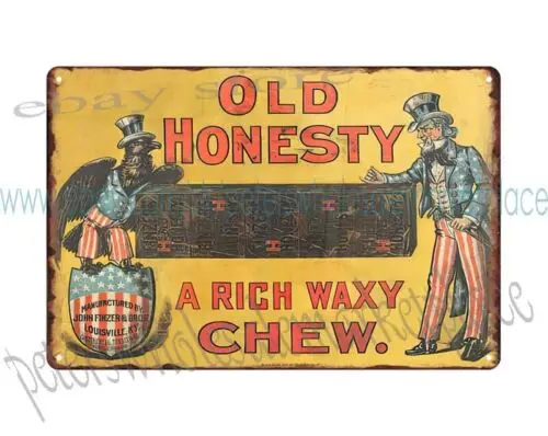 Old Honesty rich waxy Chew metal tin sign indoor outdoor wall hangings