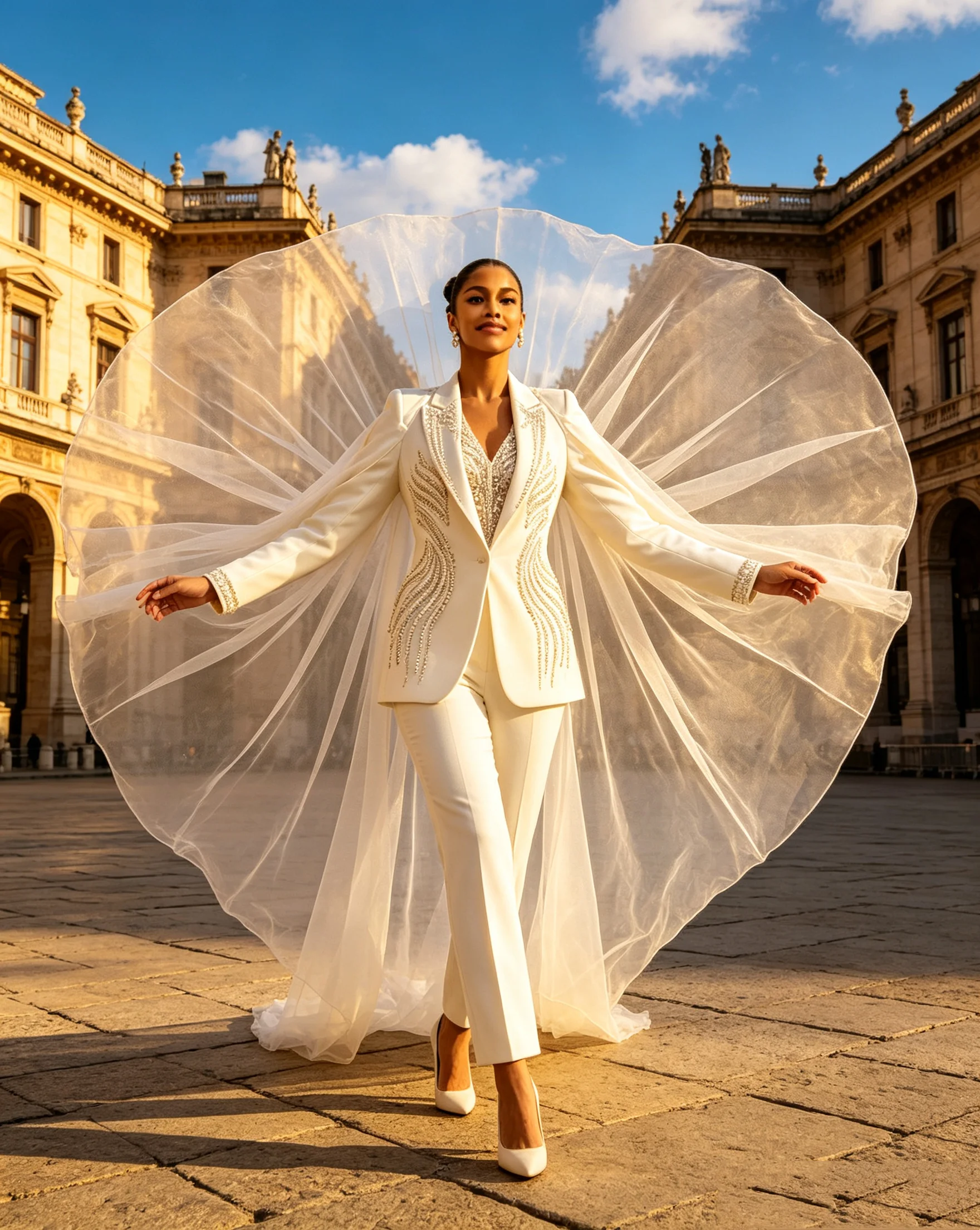 Crystals White Women Suit Set 2 Pcs Blazer+Pants Trousers Wrap Shawl Wedding Formal Office Lady Jacket Customized Bridal Coat