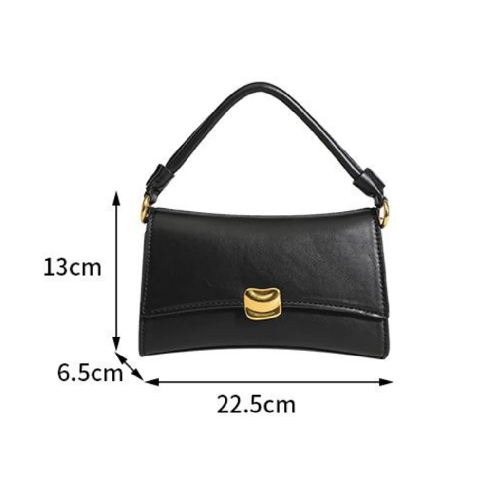 Women Flap Black Tote Bag Solid Color PU Leather Retro Shoulder Bags Detachable Strap Stylish Messenger Bag Commuting Handbags