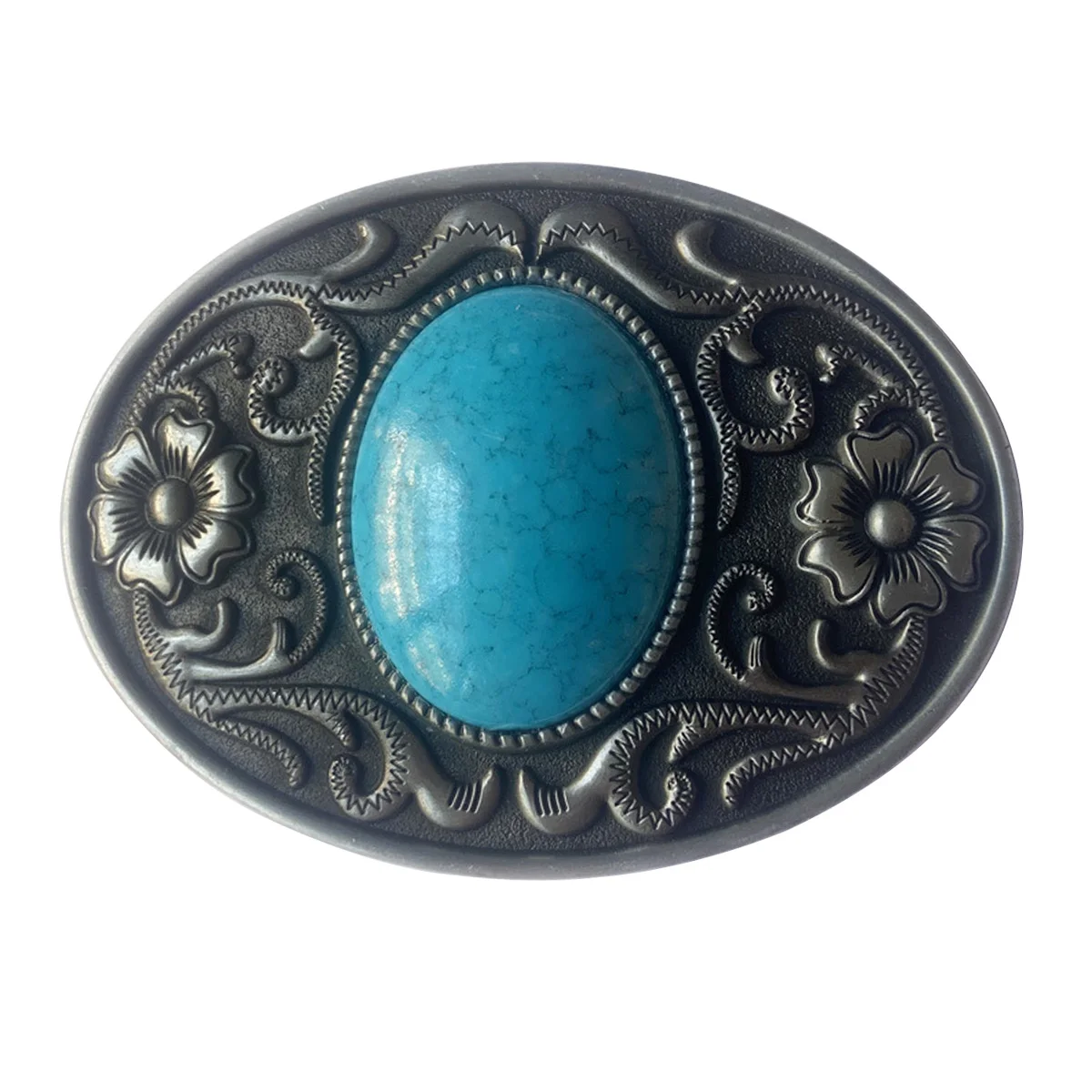 

T-DISOM Men's Retro Belt Buckle Large Turquoise Embossing Classic Fashion Style