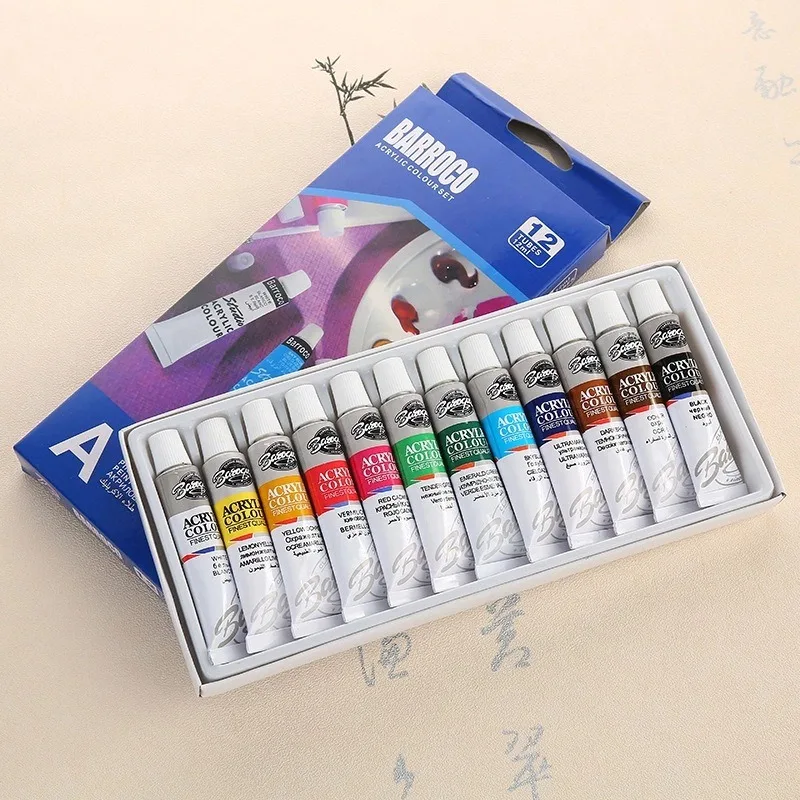 12Colors/Set DIY Art Painting Set Professional Acrylic Watercolor Paint For Ceramic Stone Canvas Art Supplies For Students
