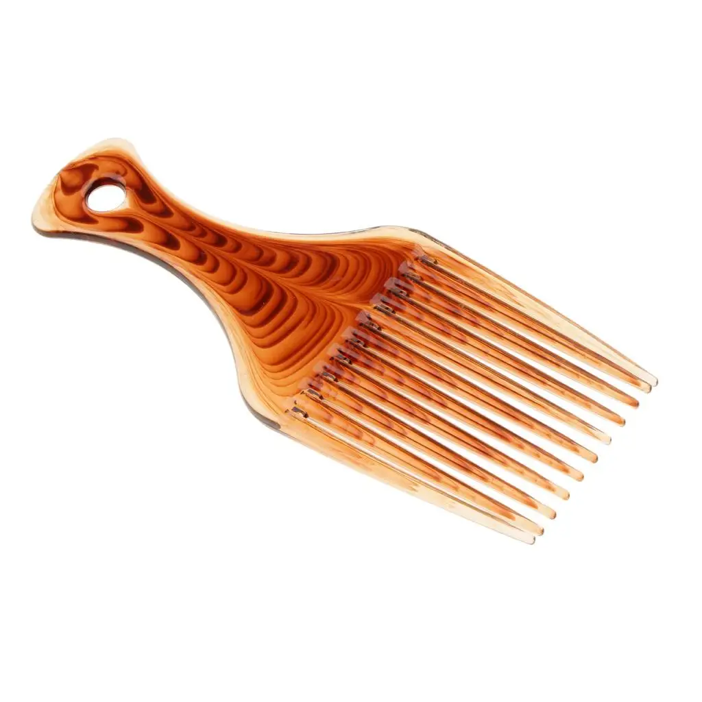 Brown Wide Tooth Plastic Afro Hair Pick Comb Detangle Wig Braid Styling Lift