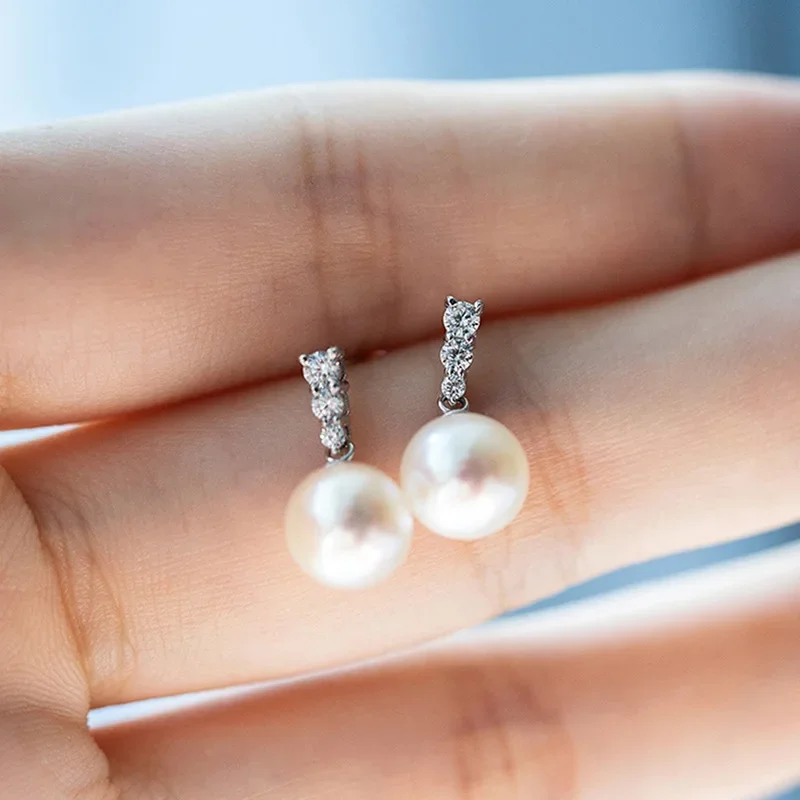 2024 New High end Charm Earrings for Women with Zircon Pearl Jewelry, Princess Fragrance Style, Fashionable and Popular 