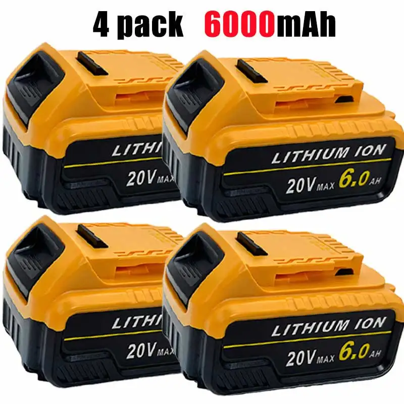 

4pcs 6.0Ah for Dewalt 20V Max 6.0AH Li-ion battery replacement battery, for DCB201 DCB203 DCB204 DCB204 DCB206 DCB207 DCB105, co