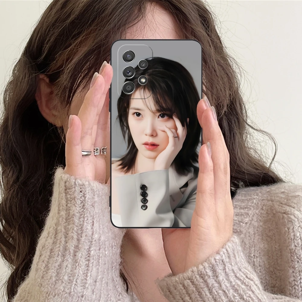 KPOP IU Lee JiEun Mobile Cell Phone Case for Samsung Galaxy Note 20 10 Plus Ultra Black Soft Phone Cover Shell