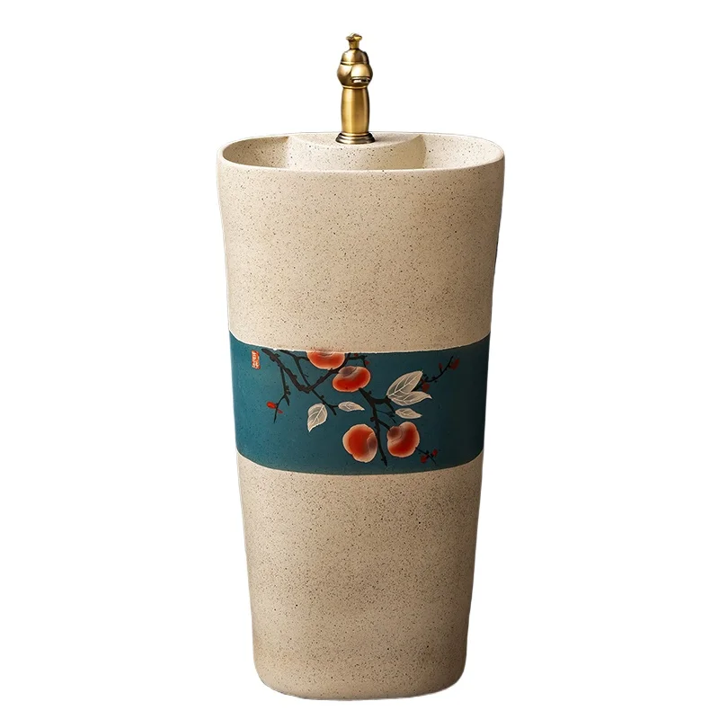 

Household Balcony Column Washbasin Ceramic Integrated Column Basin Hotel Garden Handwash Pool Floor Type
