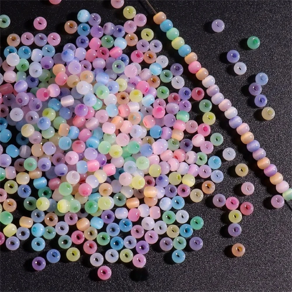 260Pcs 4mm Cat Eye Beads 6/0 Smooth Imitation Jade Glass Seedbeads For DIY Jewelry Making Charm Bracelet Necklace Accessories