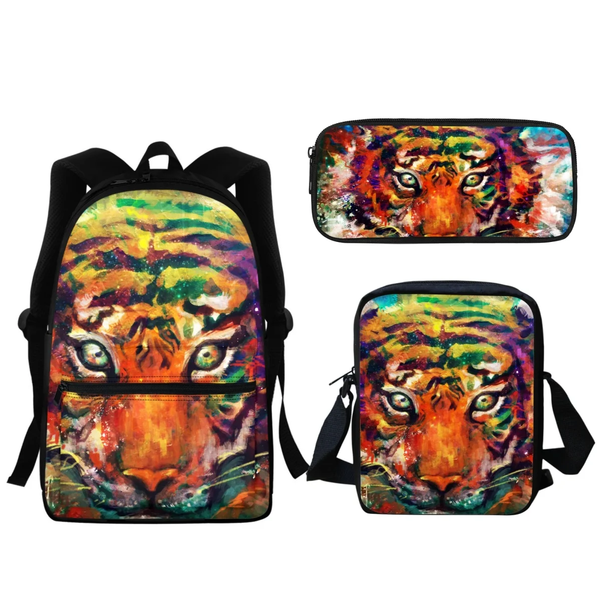 

Personalized Tiger Art Design Backpack Boys Girls Zipper School Bag Teen Casual Student Travel Computer Bag 2023 Mochila Escolar